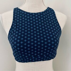 FARM Rio Dark Blue Geometric Yoga Sports Crop Top Sz L